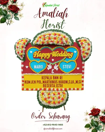 Karangan Papan Bunga Pernikahan di Asam Kumbang